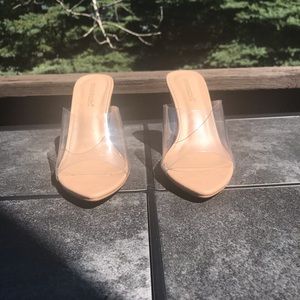 Clear and Nude Wedge Heels